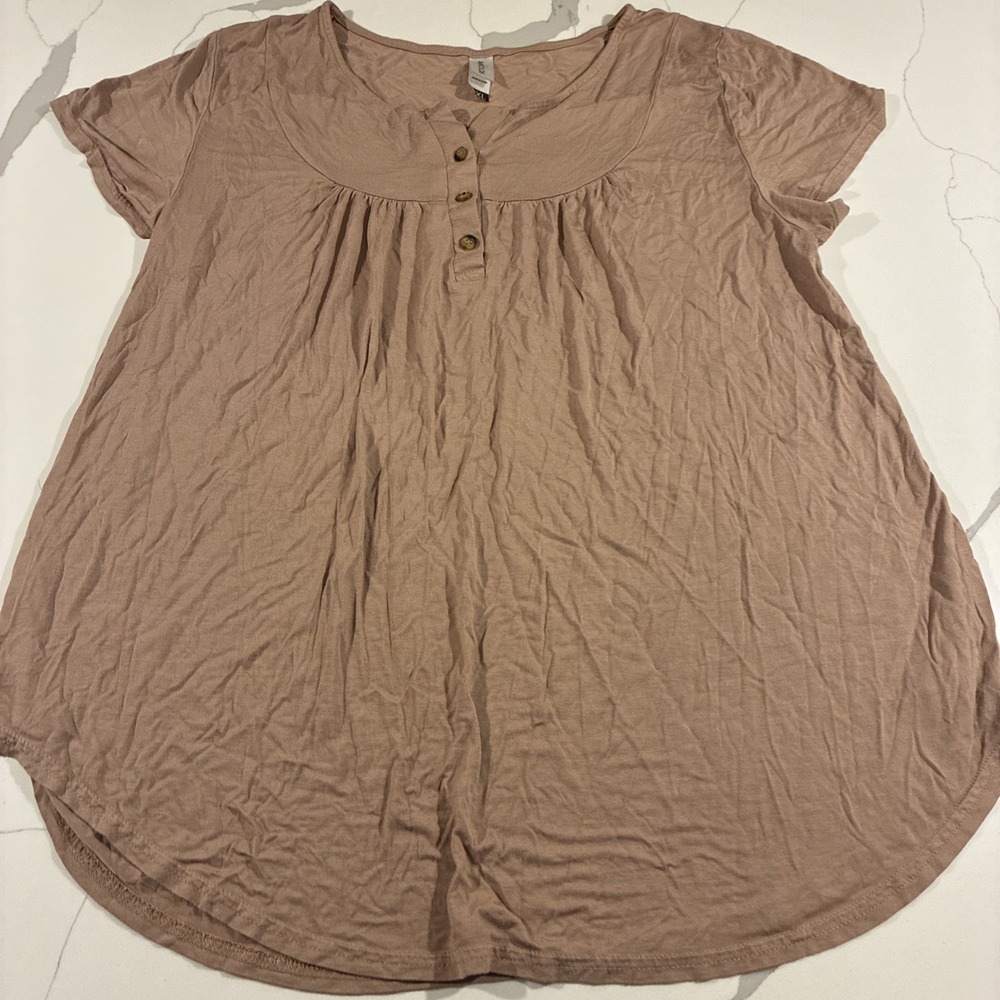 Amiclos Women's Top Beige Soft Short Sleeve Plus Size 2XL